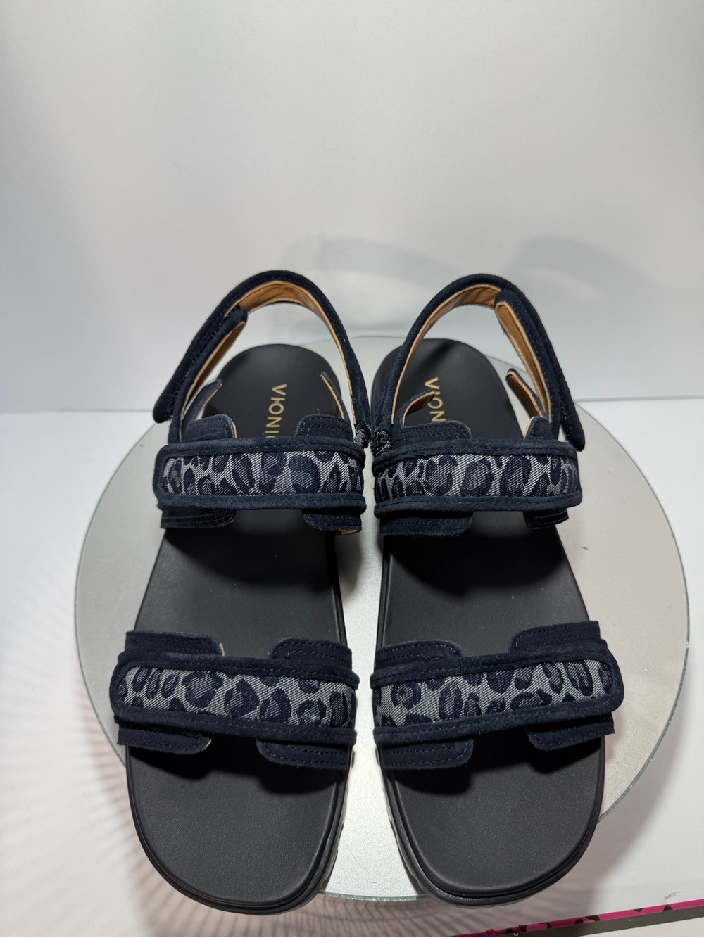 Vionic Black Leopard-Print Strap Sandals